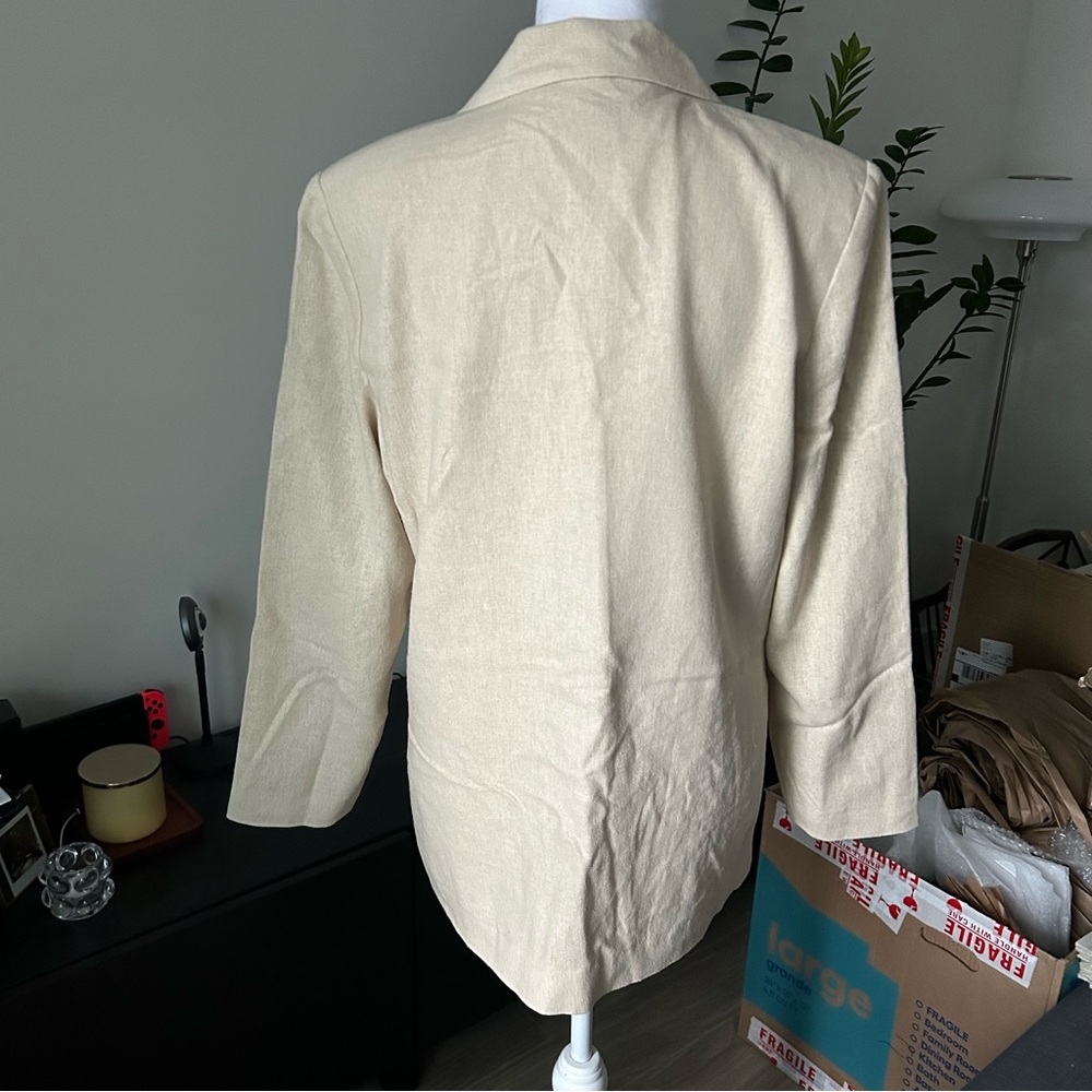 Vintage Silk/Linen Cream Blazer - Picture 7 of 8